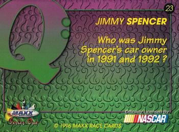 1996 Maxx #23 Jimmy Spencer Back