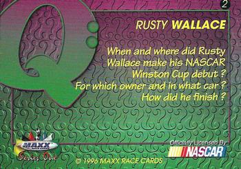1996 Maxx #2 Rusty Wallace Back