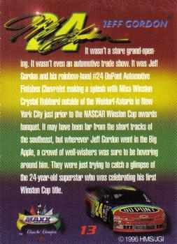 1996 Maxx - Chase the Champion #13 Jeff Gordon Back