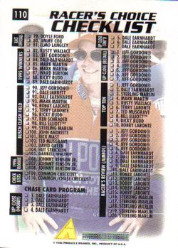 1996 Pinnacle Racer's Choice #110 Jeff Gordon Back