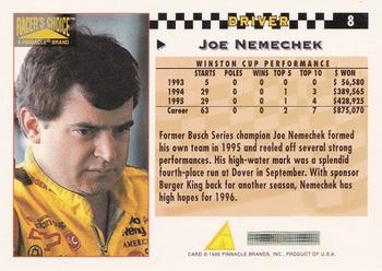 1996 Pinnacle Racer's Choice #8 Joe Nemechek Back