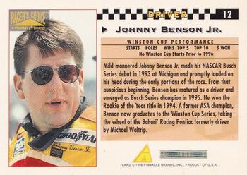 1996 Pinnacle Racer's Choice #12 Johnny Benson Jr. Back