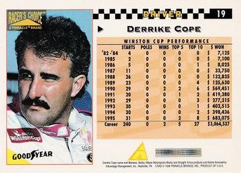 1996 Pinnacle Racer's Choice #19 Derrike Cope Back
