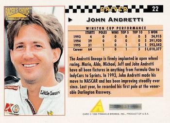 1996 Pinnacle Racer's Choice #22 John Andretti Back