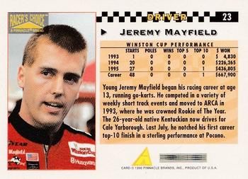 1996 Pinnacle Racer's Choice #23 Jeremy Mayfield Back