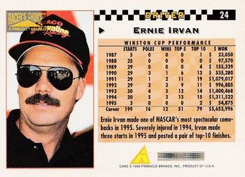 1996 Pinnacle Racer's Choice #24 Ernie Irvan Back