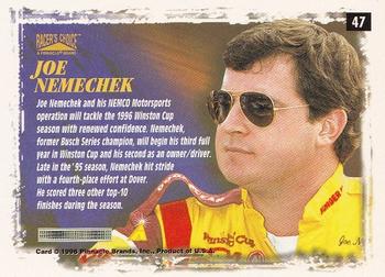 1996 Pinnacle Racer's Choice #47 Joe Nemechek's Car Back