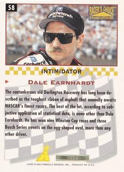 1996 Pinnacle Racer's Choice #58 Dale Earnhardt Back