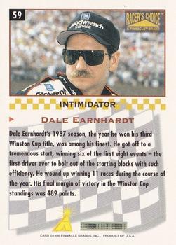 1996 Pinnacle Racer's Choice #59 Dale Earnhardt Back