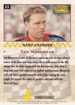 1996 Pinnacle Racer's Choice #65 Ted Musgrave Back