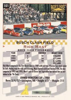 1996 Pinnacle Racer's Choice #101 Rick Mast Back