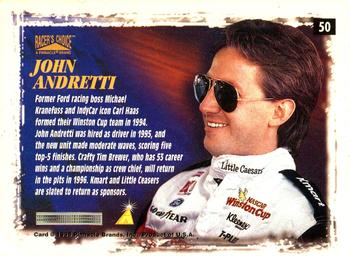 1996 Pinnacle Racer's Choice #50 John Andretti's Car Back