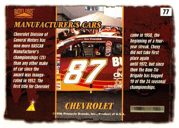 1996 Pinnacle Racer's Choice #77 Chevrolet Back