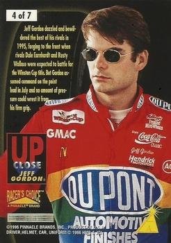 1996 Pinnacle Racer's Choice - Up Close with Jeff Gordon #4 Jeff Gordon Back