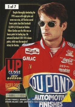 1996 Pinnacle Racer's Choice - Up Close with Jeff Gordon #5 Jeff Gordon Back