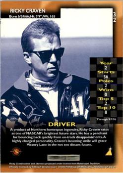 1996 Pinnacle #32 Ricky Craven Back