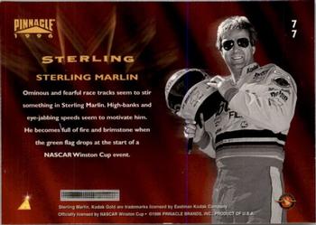 1996 Pinnacle #77 Sterling Marlin Back