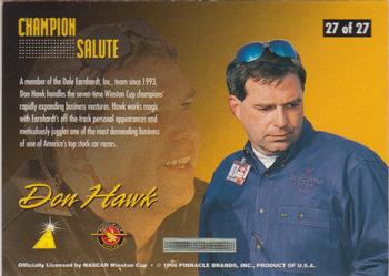 1996 Pinnacle Zenith - Champion Salute #27 Don Hawk Back