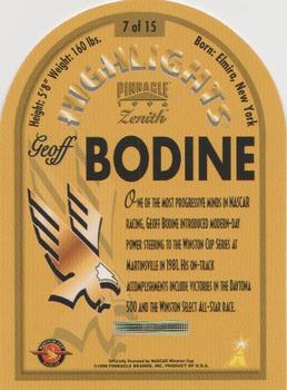 1996 Pinnacle Zenith - Highlights #7 Geoff Bodine Back