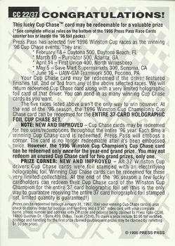 1996 Press Pass - Cup Chase #CC 22 Jeremy Mayfield Back