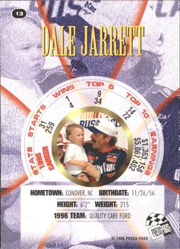 1996 Press Pass Premium #13 Dale Jarrett Back
