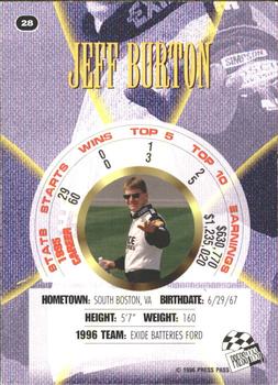 1996 Press Pass Premium #28 Jeff Burton Back