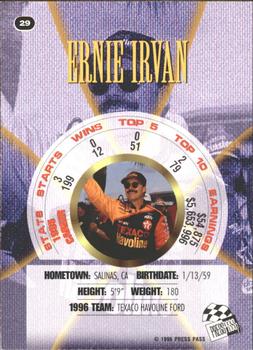 1996 Press Pass Premium #29 Ernie Irvan Back