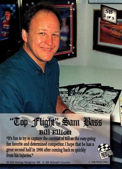 1996 Press Pass VIP - Top Flight by Sam Bass #SB 2 Bill Elliott Back