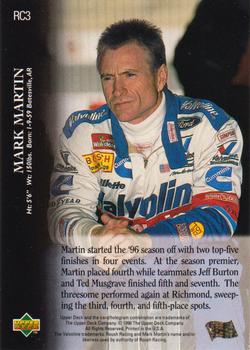 1996 Upper Deck Road to the Cup #RC3 Mark Martin Back