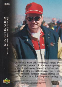 1996 Upper Deck Road to the Cup #RC16 Ken Schrader Back