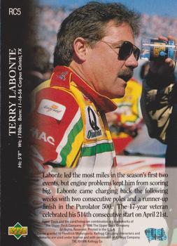 1996 Upper Deck Road to the Cup #RC5 Terry Labonte Back