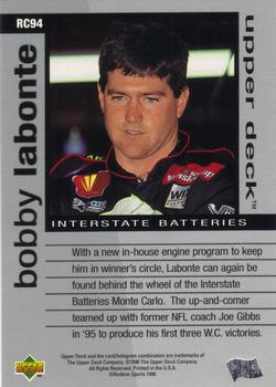 1996 Upper Deck Road to the Cup #RC94 Bobby Labonte Back