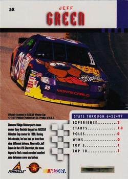 1997 Pinnacle #58 Diamond Ridge Racing Back