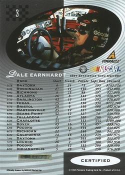 1997 Pinnacle Certified #3 Dale Earnhardt Back
