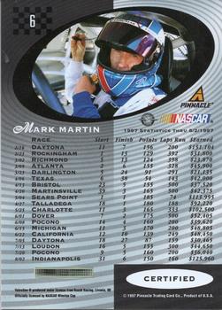 1997 Pinnacle Certified #6 Mark Martin Back
