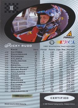 1997 Pinnacle Certified #10 Ricky Rudd Back