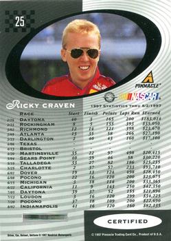 1997 Pinnacle Certified #25 Ricky Craven Back