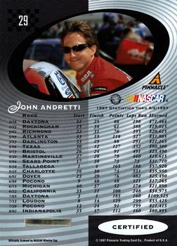 1997 Pinnacle Certified #29 John Andretti Back