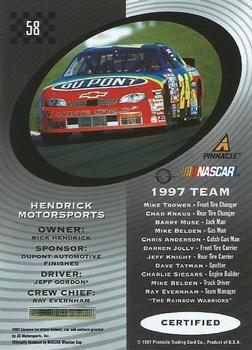 1997 Pinnacle Certified #58 Jeff Gordon's Car Back