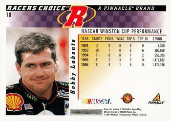 1997 Pinnacle Racer's Choice #18 Bobby Labonte Back