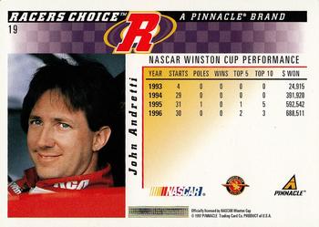 1997 Pinnacle Racer's Choice #19 John Andretti Back