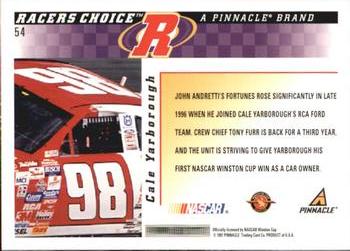 1997 Pinnacle Racer's Choice #54 John Andretti's Car Back