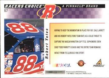 1997 Pinnacle Racer's Choice #67 Dale Jarrett's Car Back
