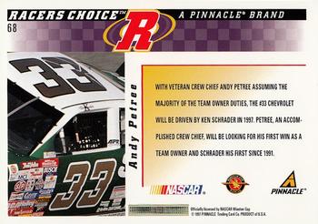 1997 Pinnacle Racer's Choice #68 Ken Schrader's Car Back