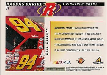 1997 Pinnacle Racer's Choice #69 Bill Elliott's Car Back