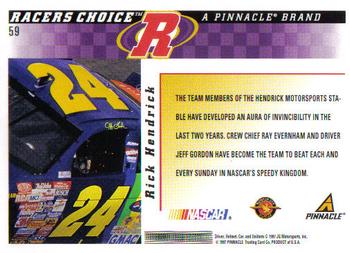 1997 Pinnacle Racer's Choice #59 Jeff Gordon's Car Back