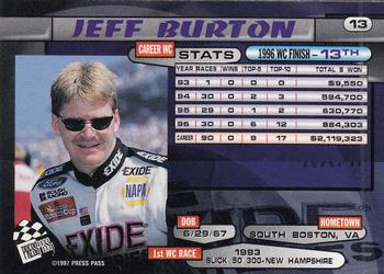 1997 Press Pass #13 Jeff Burton Back