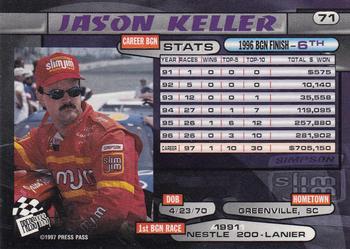 1997 Press Pass #71 Jason Keller Back