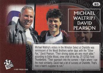 1997 Press Pass #93 Michael Waltrip / David Pearson Back