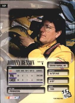 1997 Press Pass Premium #17 Johnny Benson Back